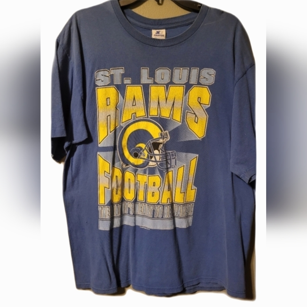 Vintage Starter St. Louis Rams Football Blue T-Shirt USA 1995 Single Stitch